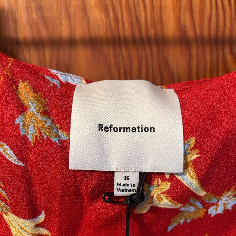 NWT Reformation Red Opal Low Waist Wrap Skirt - Picture 4 of 6